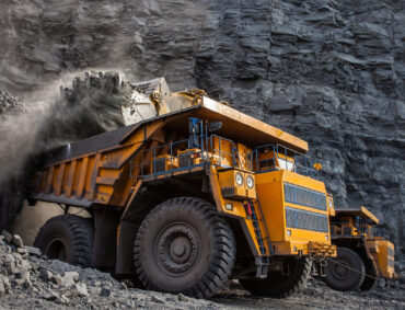 mining truck in a coal mine loading coal